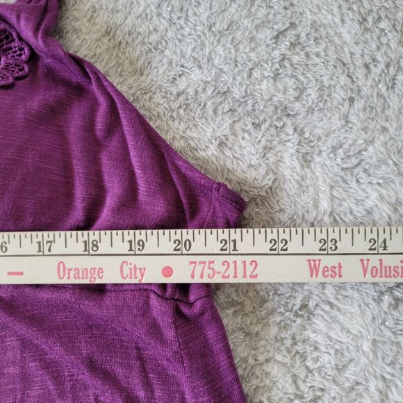 Vintage Apt 9 Night Gown Women Medium Purple T Back Crochet Lace Soft Cotton - Picture 5 of 9